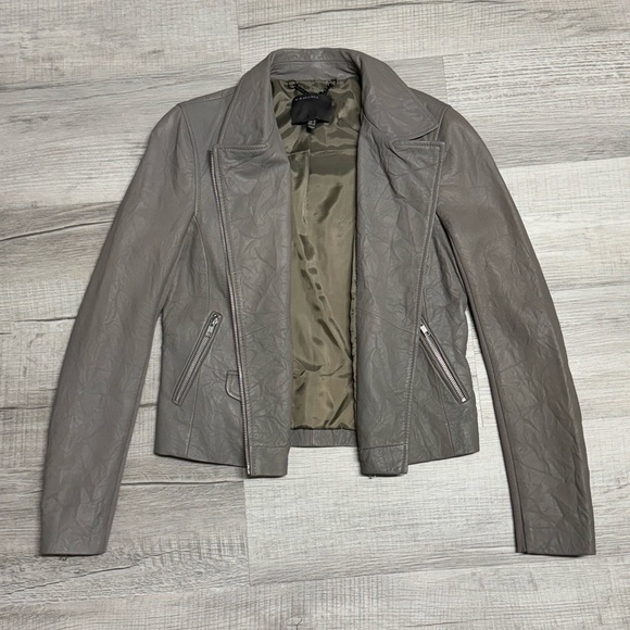 BLACK FRIDAY SALE - MUUBAA - Lamb Leather Jacket, Gulrro Biker in Hard Grey - Picture 3 of 10